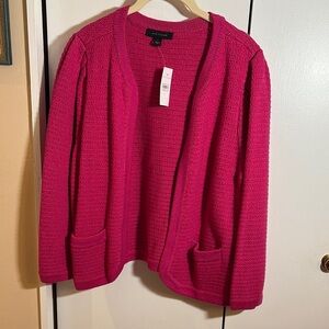 NWT Ann Taylor Pink Cardigan with Open Front and Textured Knit